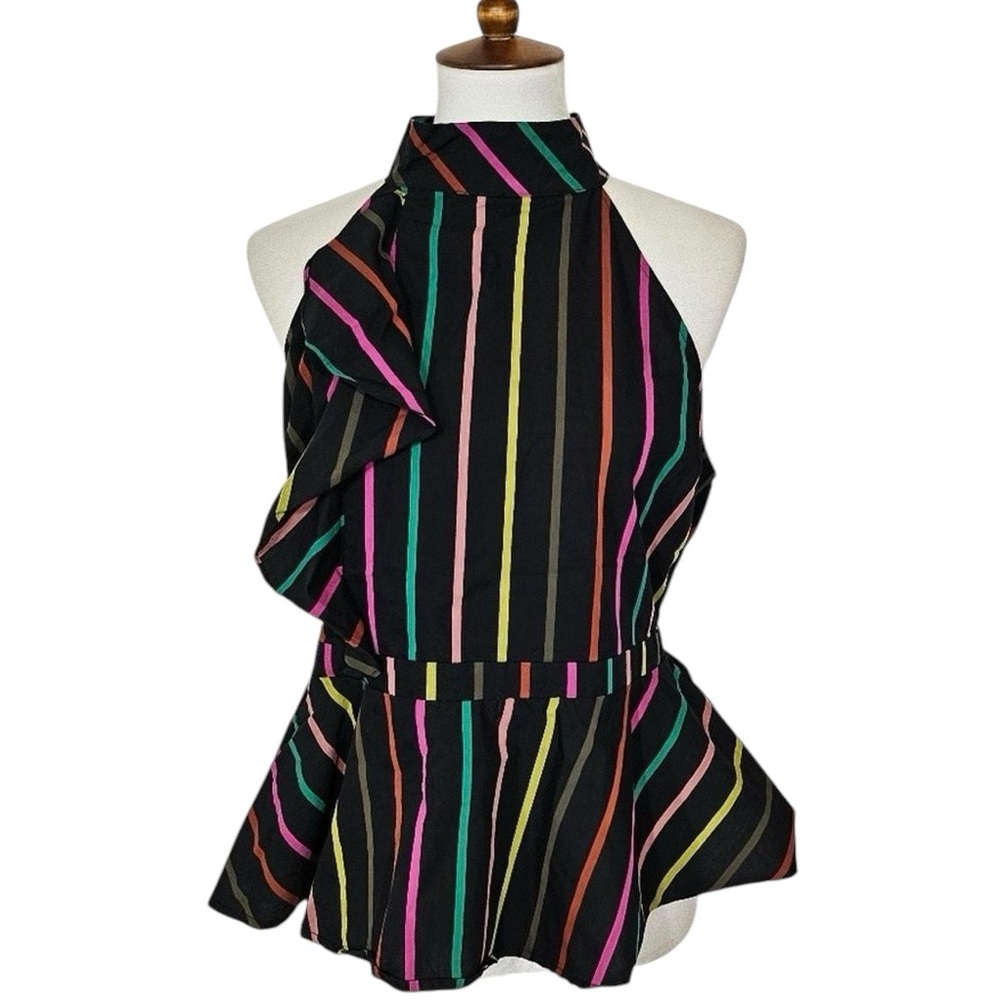 New York & Company Women's Black and Pink Blouse